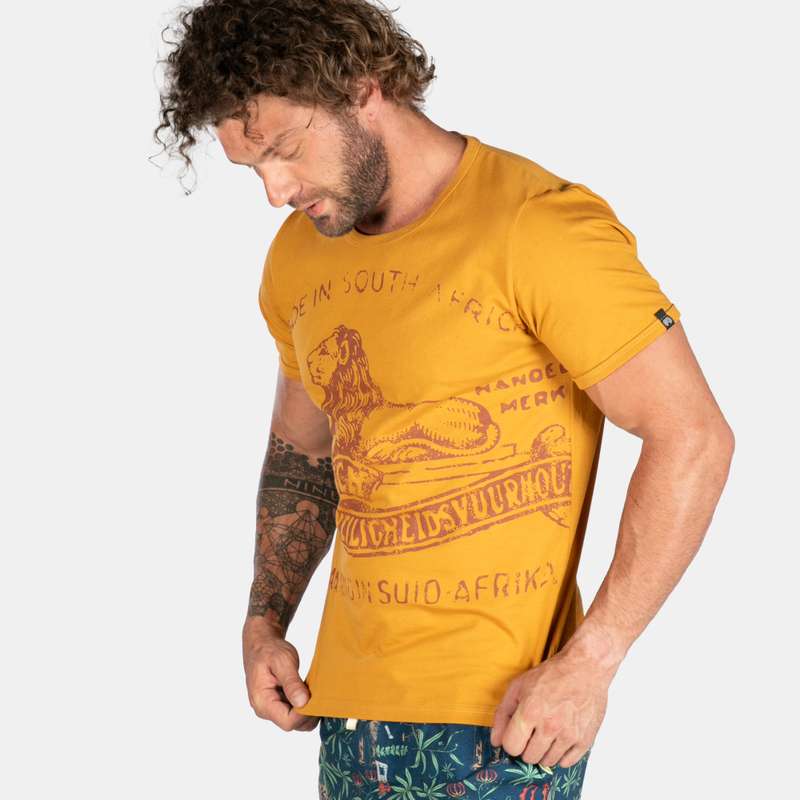 Men's Iconic Lion Matches New Design South Africa T-shirt With Crew Neck