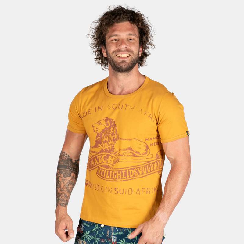 Men's Iconic Lion Matches New Design South Africa T-shirt With Crew Neck