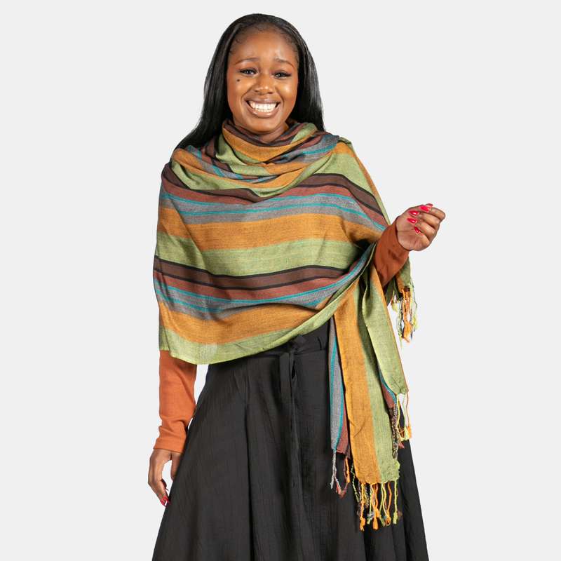 Women's Kenya Weave Scarf Stripe Pattern