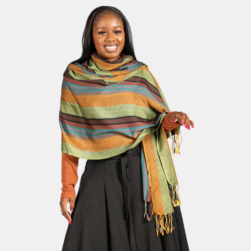 Women's Kenya Weave Scarf Stripe Pattern