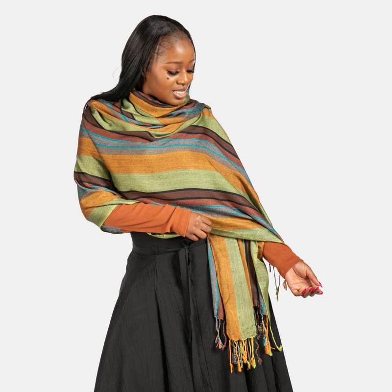 Women's Kenya Weave Scarf Stripe Pattern