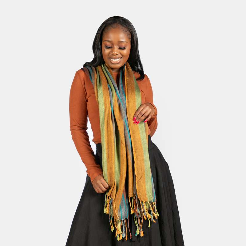 Women's Kenya Weave Scarf Stripe Pattern