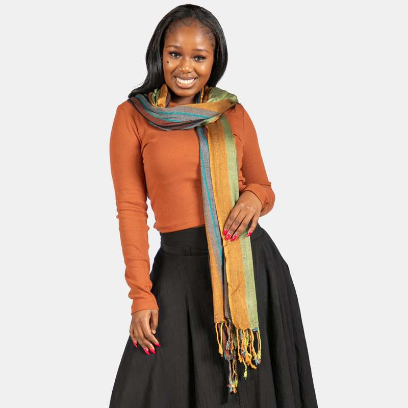 Women's Kenya Weave Scarf Stripe Pattern
