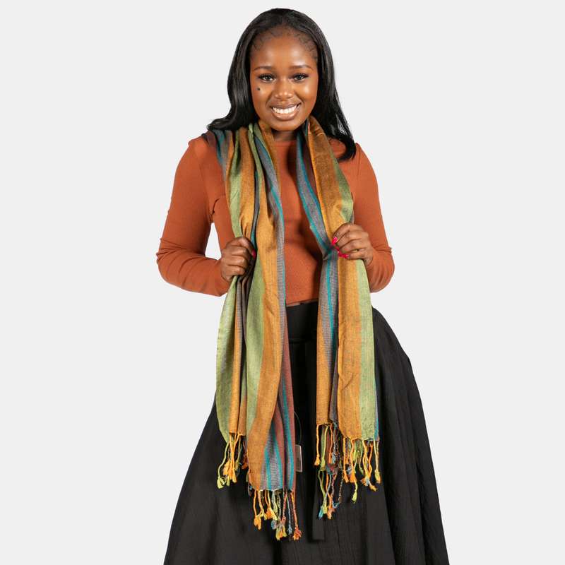 Women's Kenya Weave Scarf Stripe Pattern