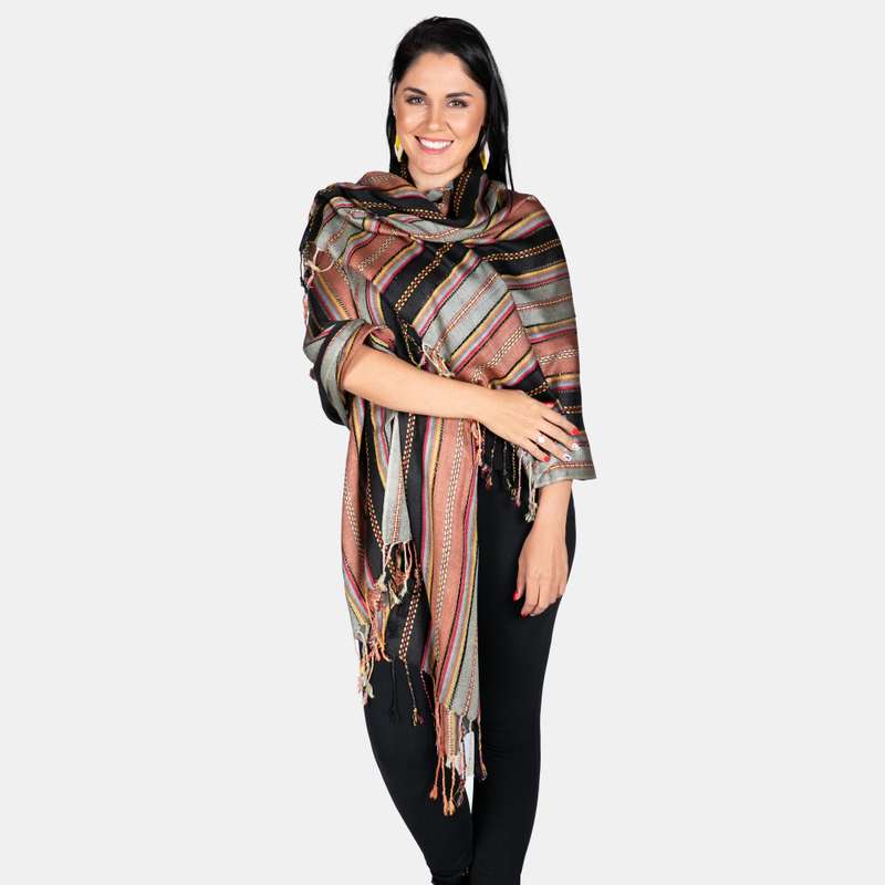Women's Kenya Weave Scarf Stripe Pattern