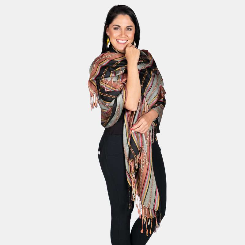 Women's Kenya Weave Scarf Stripe Pattern