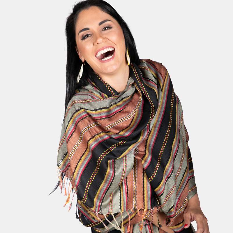 Women's Kenya Weave Scarf Stripe Pattern
