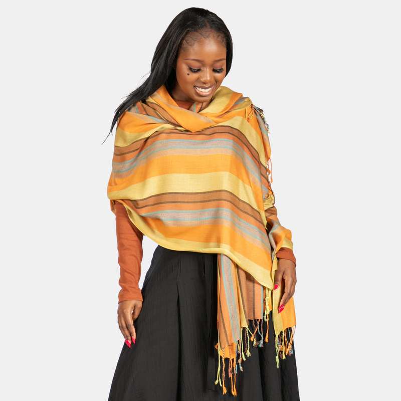 Women's Kenya Weave Scarf Stripe Pattern