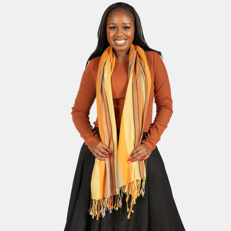 Women's Kenya Weave Scarf Stripe Pattern