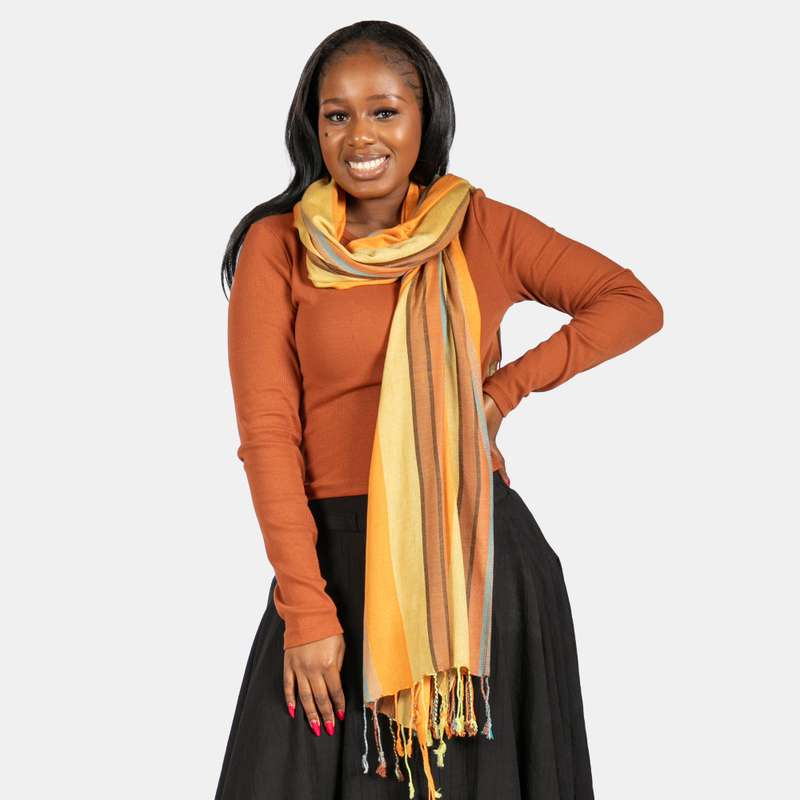 Women's Kenya Weave Scarf Stripe Pattern