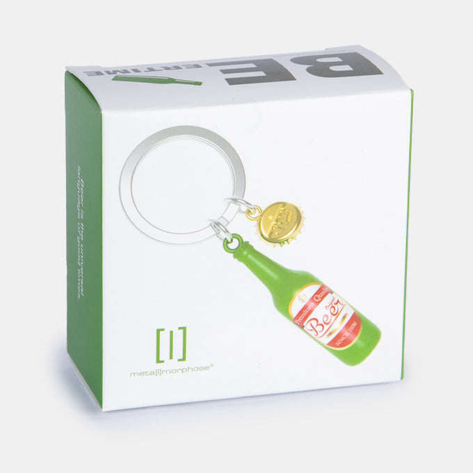 Miniature 3D Premium Quality Beer Bottle Charm Metal Keyring