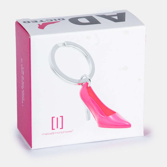 Miniature 3D Pink High Heel Metal Charm Keyring