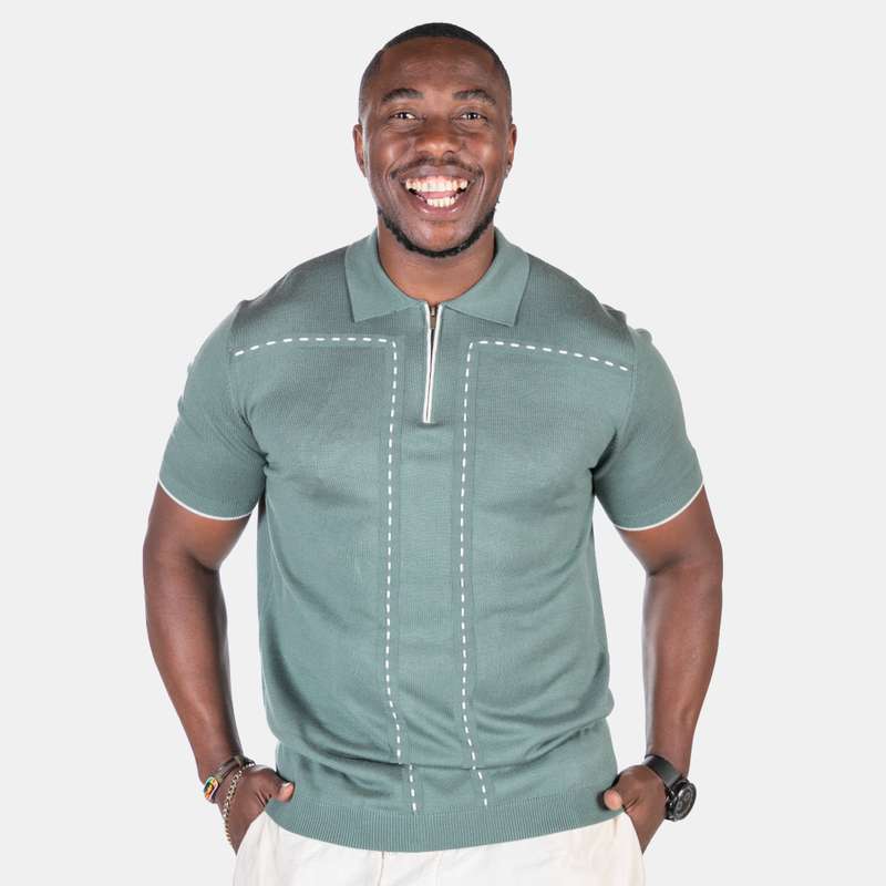 Men's Neutral Tone Collar Short Sleeve Shirt Gary Golfer