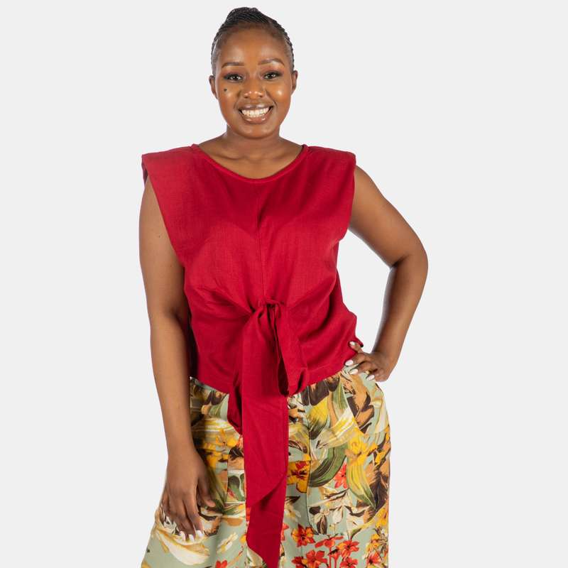 Ella Sleeveless Top with Wrap Belt