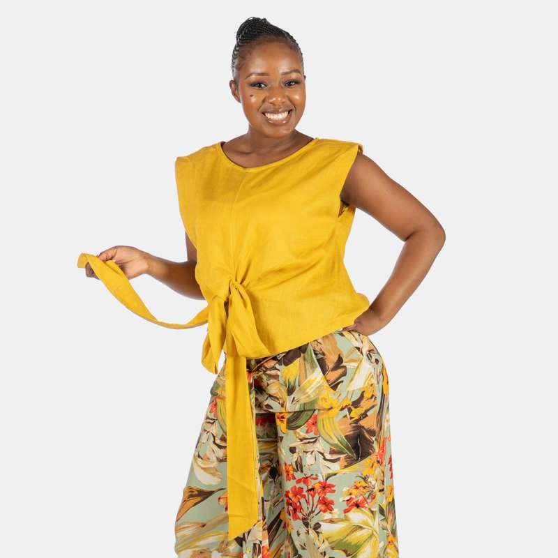 Ella Sleeveless Top with Wrap Belt