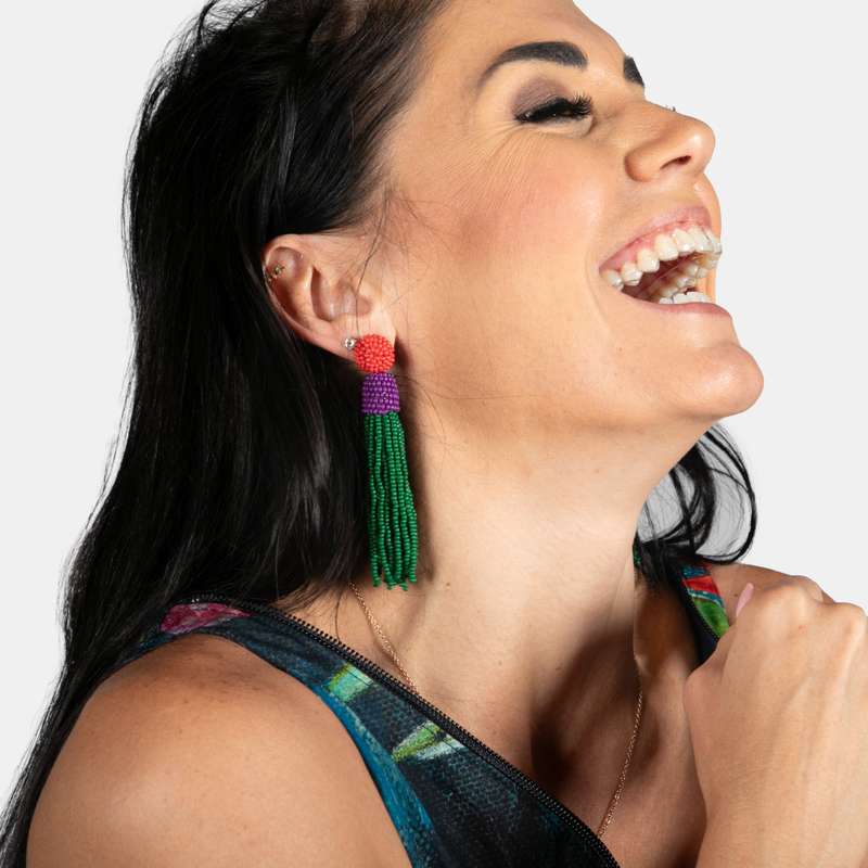 Beaded Doll Tassel Earrings
