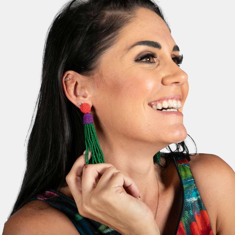Beaded Doll Tassel Earrings