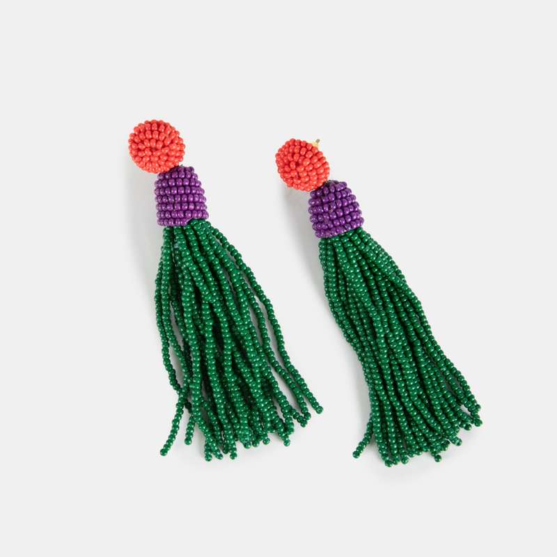 Beaded Doll Tassel Earrings