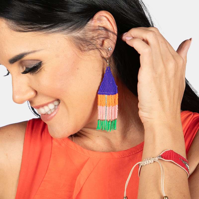 Beaded House Tassel Earrings
