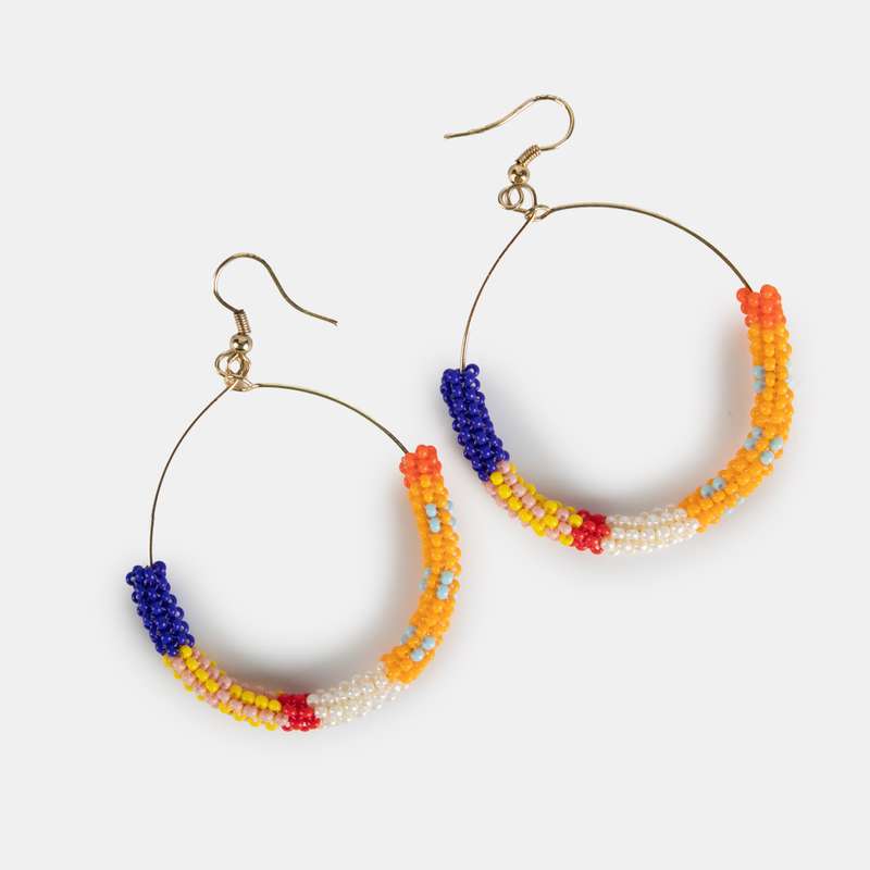Merike Beaded Hoop Earrings