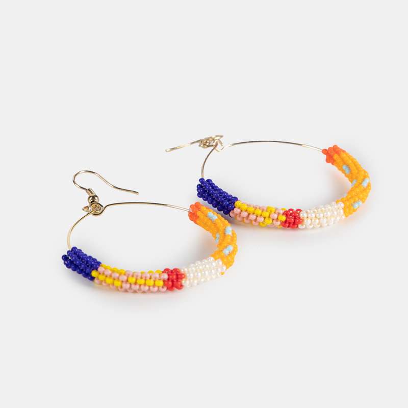Merike Beaded Hoop Earrings