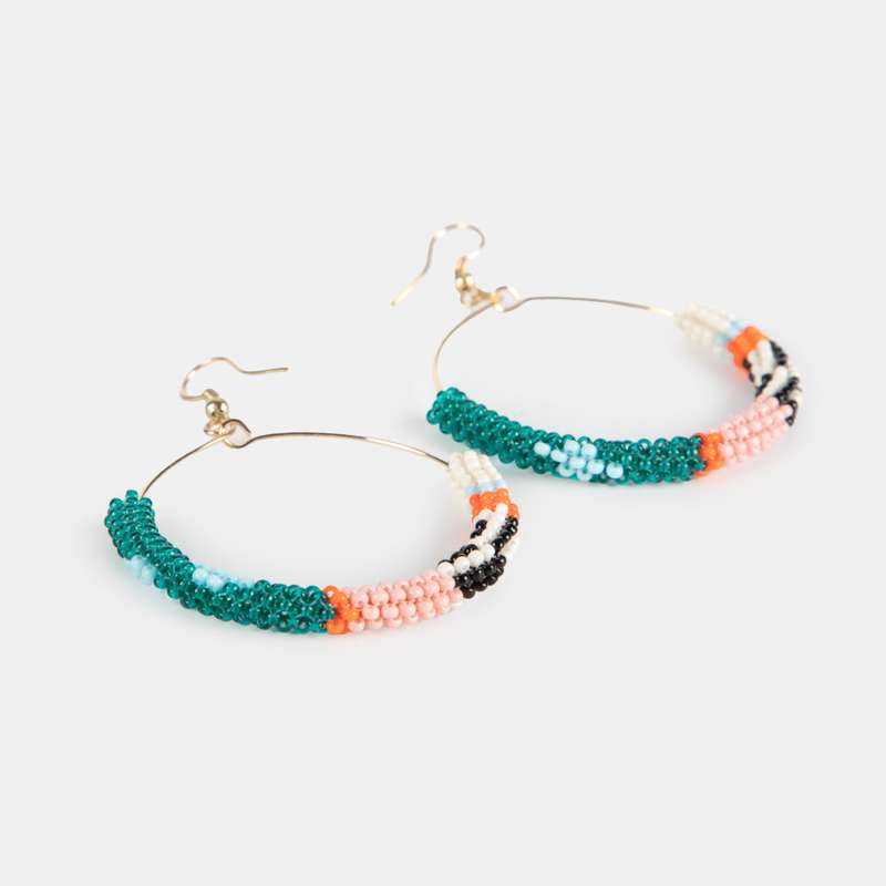 Merike Beaded Hoop Earrings