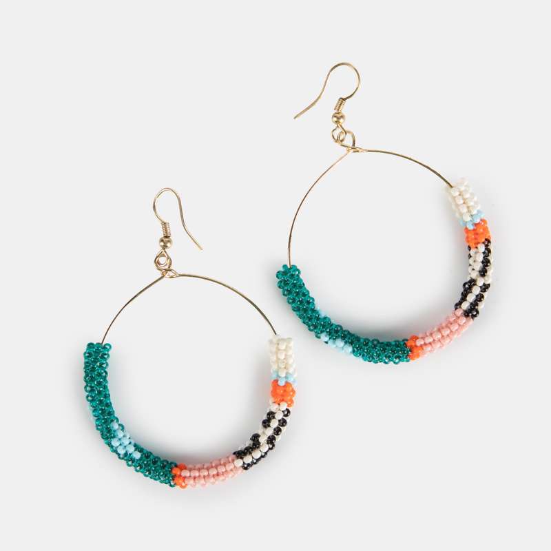 Merike Beaded Hoop Earrings