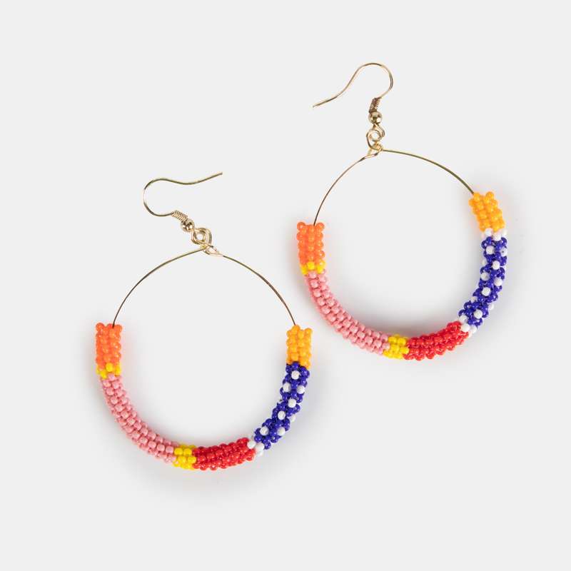 Merike Beaded Hoop Earrings