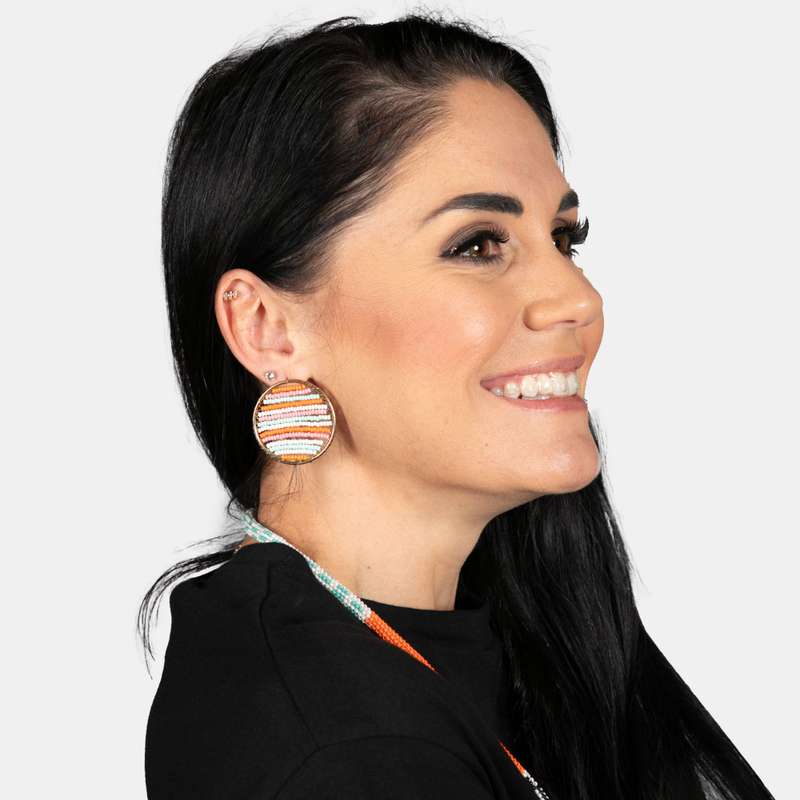 Beaded Circle Moon Earrings