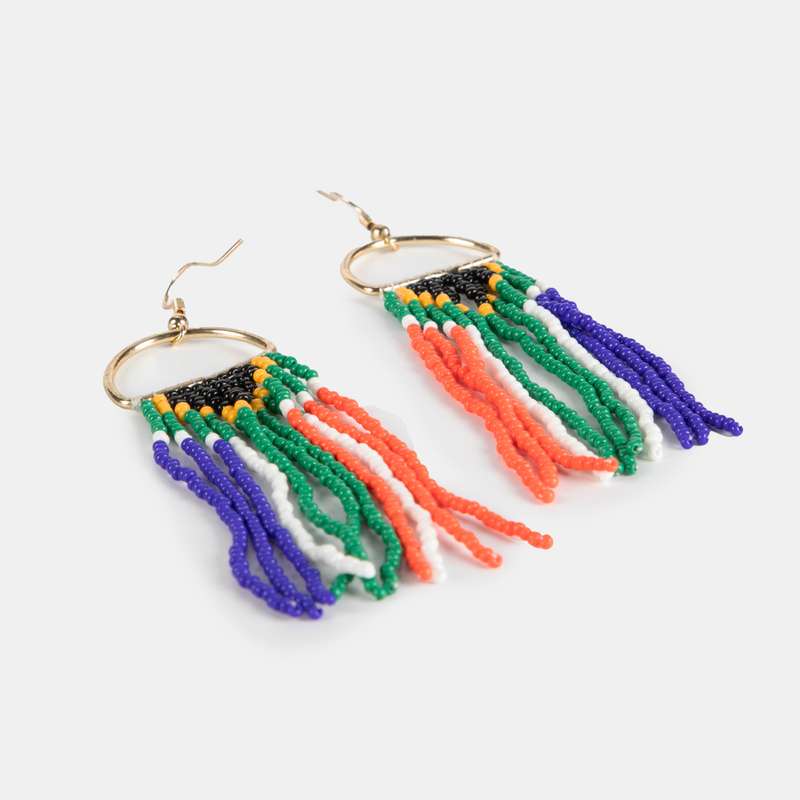 Mzanzi SA Flag Beaded Tassel Earrings