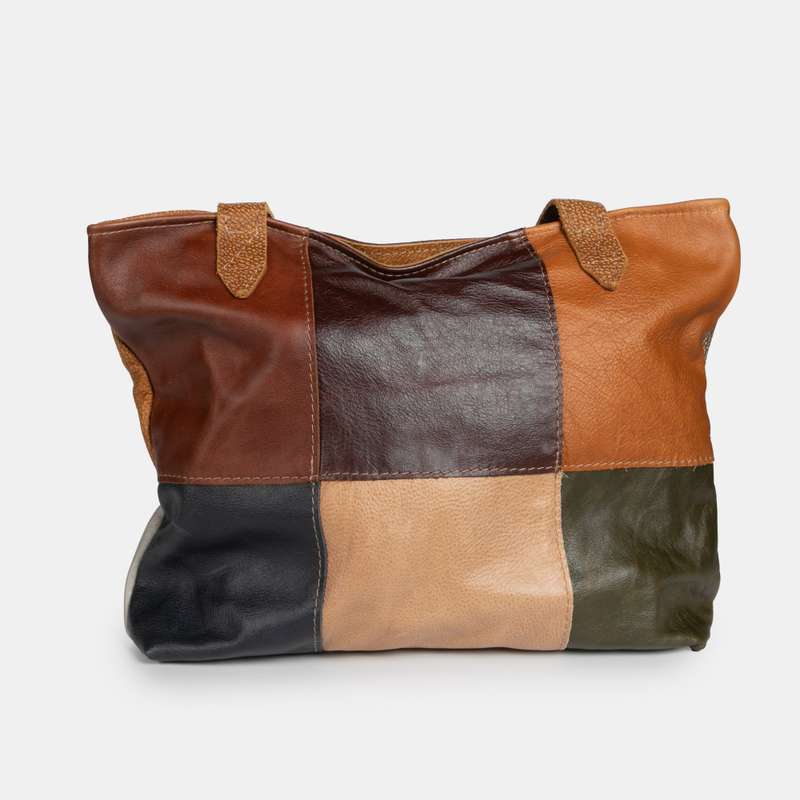 Patch Work Leather Shopper Bag