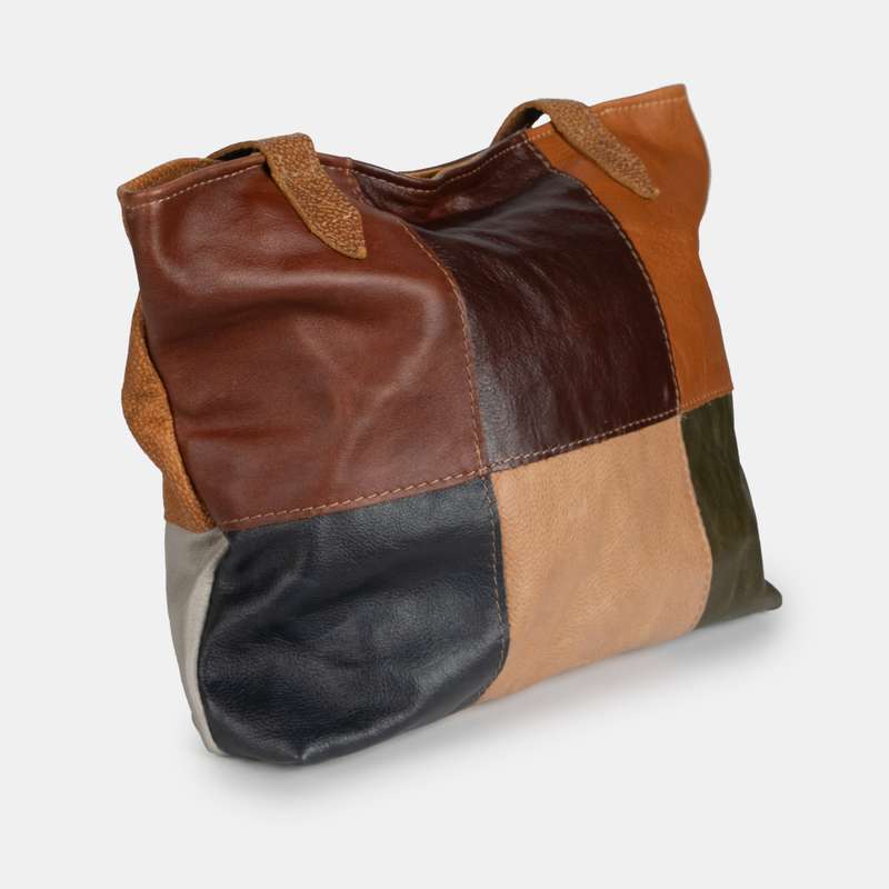 Patch Work Leather Shopper Bag