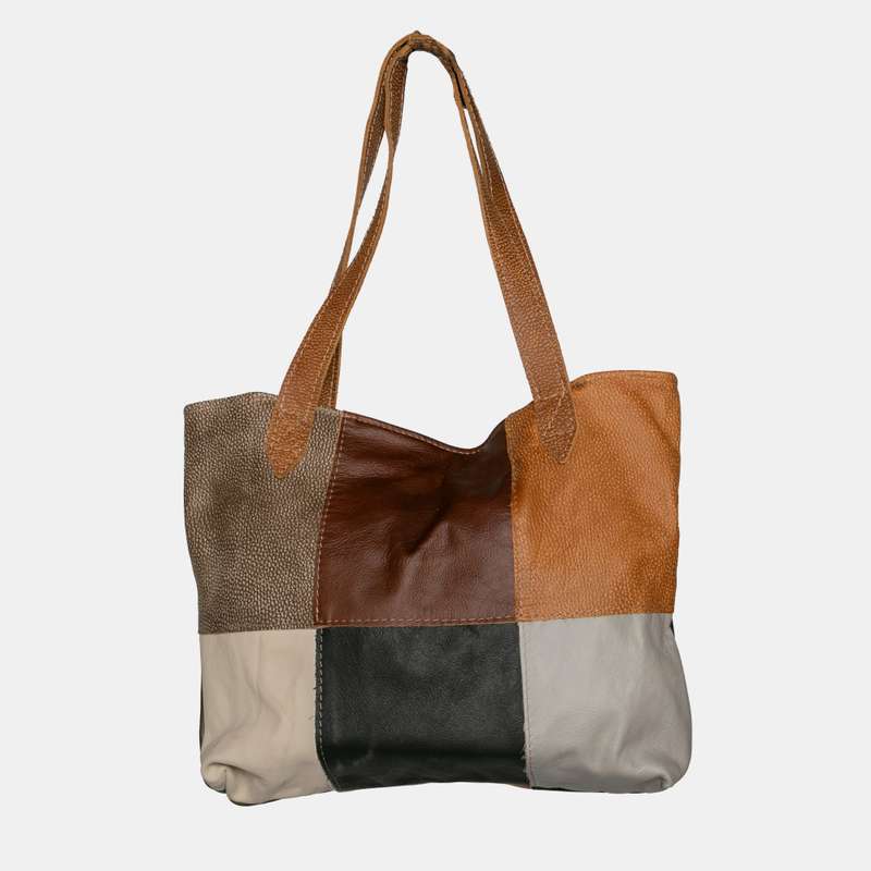 Patch Work Leather Shopper Bag