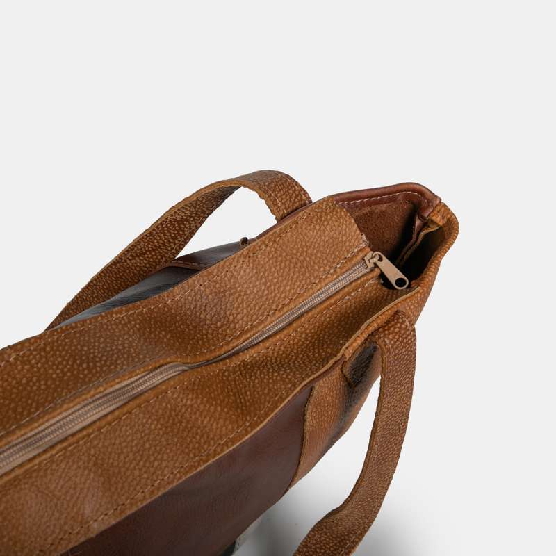 Patch Work Leather Shopper Bag