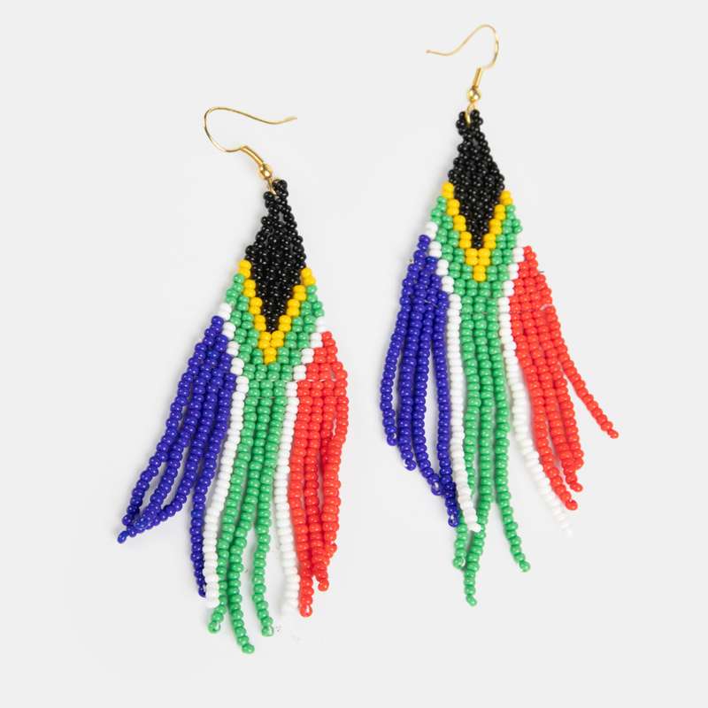 SA Flag Beaded Earrings