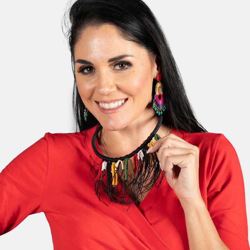 Tracey Bead And Cord Tassel Necklace