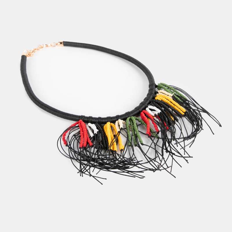 Tracey Bead And Cord Tassel Necklace