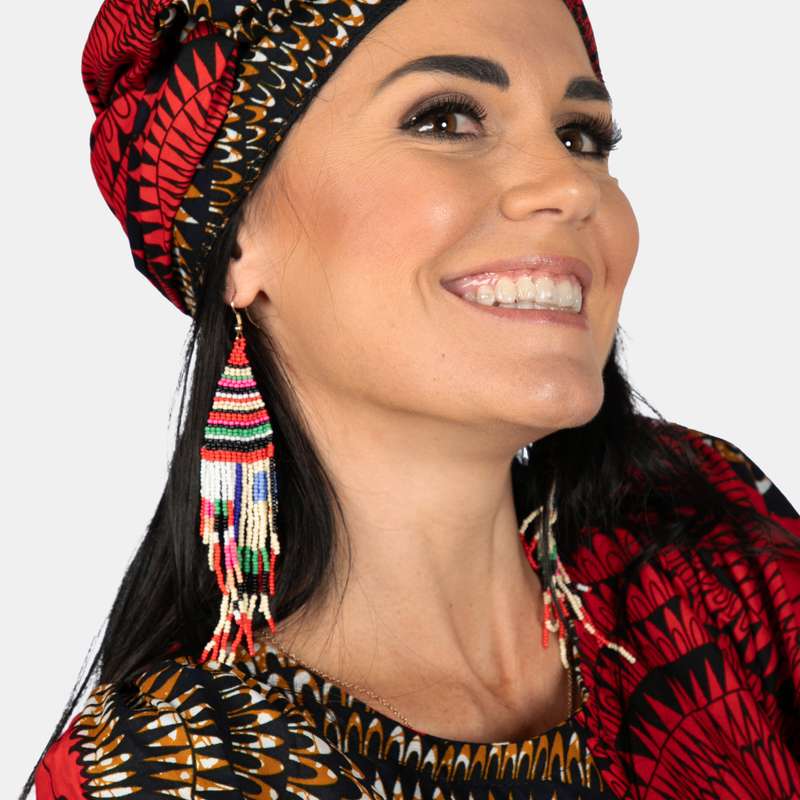 Beaded Tribal Tassel Earrings