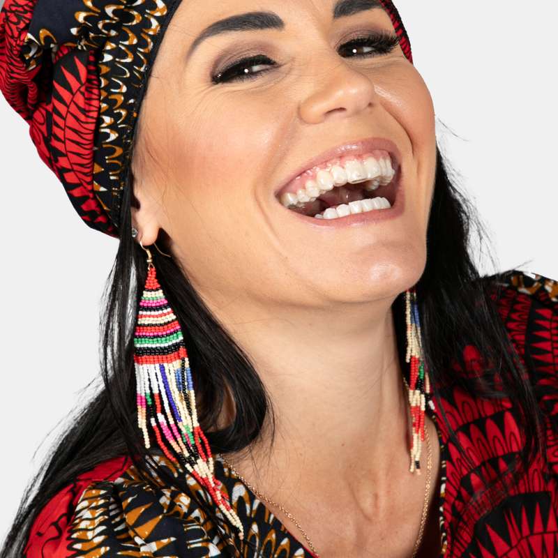 Beaded Tribal Tassel Earrings