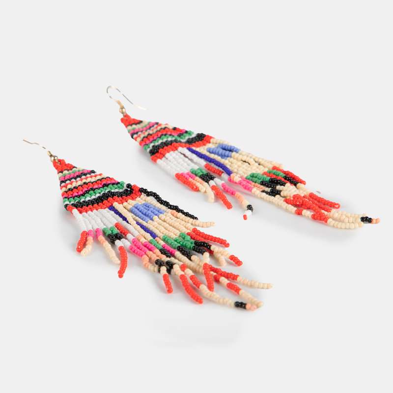 Beaded Tribal Tassel Earrings