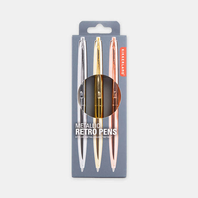 Three Metallic Retro Pens