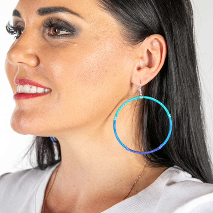 Women's Creole Earrings Large Split 2 Tone Colours