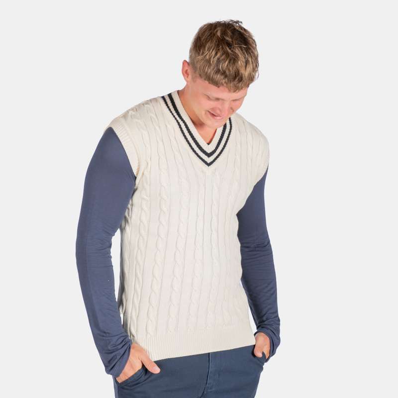 Men's Cricket Cable Traditional Preppy Striped Pullover