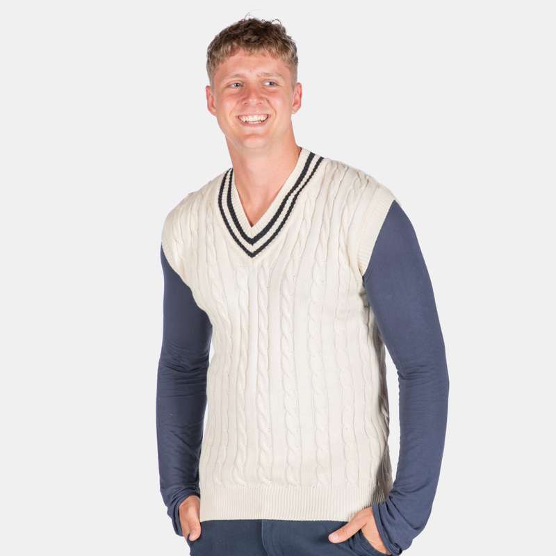 Men's Cricket Cable Traditional Preppy Striped Pullover