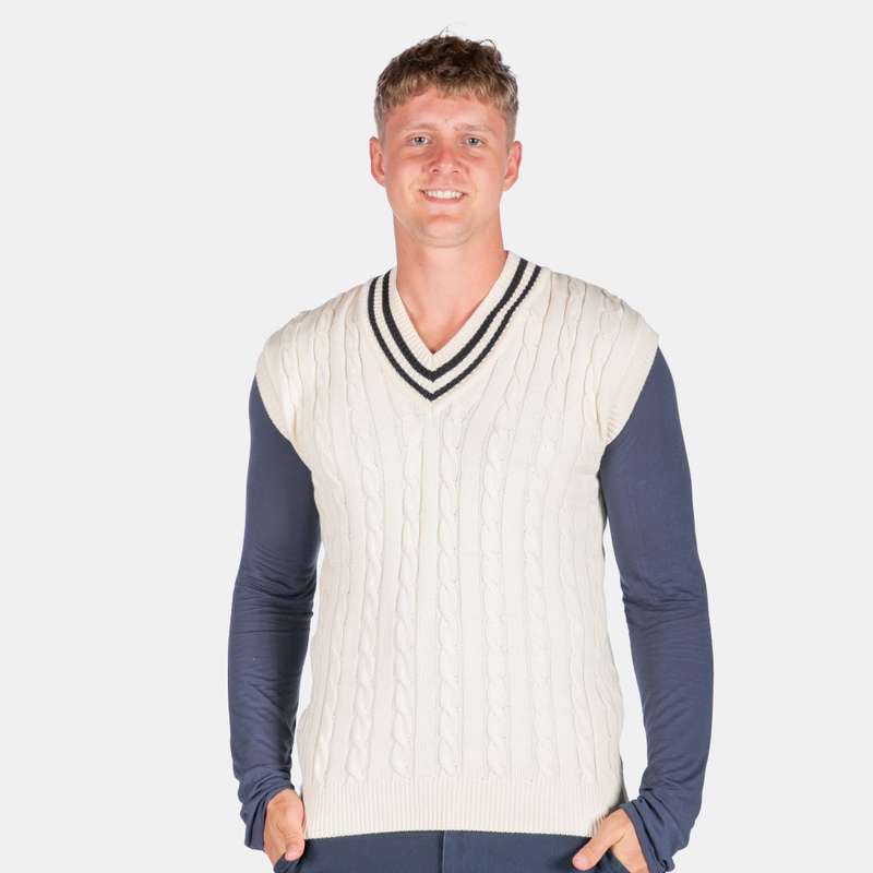 Men's Cricket Cable Traditional Preppy Striped Pullover
