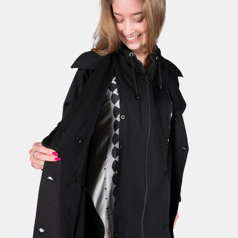 Woman's Double Breasted Seattle Coat - BLACK