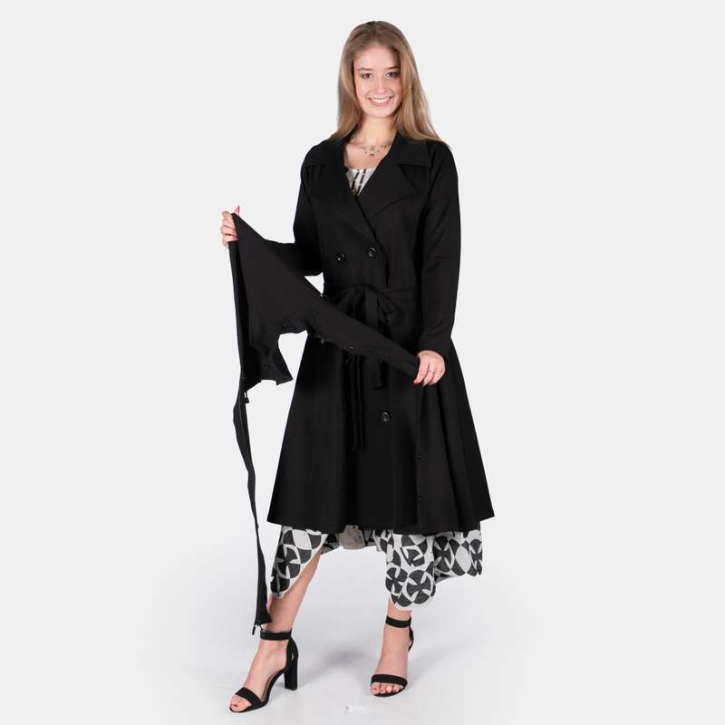 Woman's Double Breasted Seattle Coat - BLACK