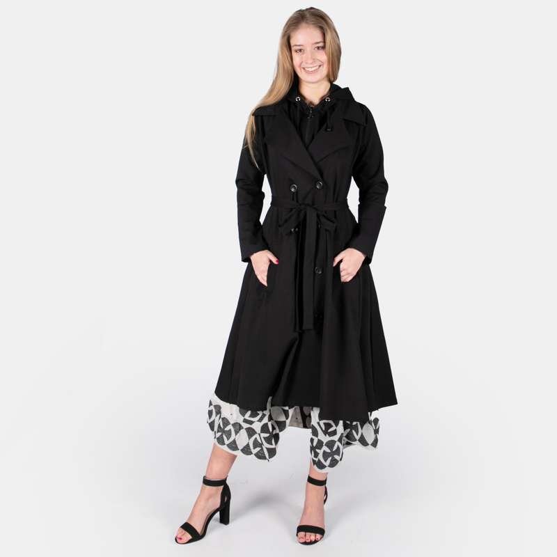 Woman's Double Breasted Seattle Coat - BLACK