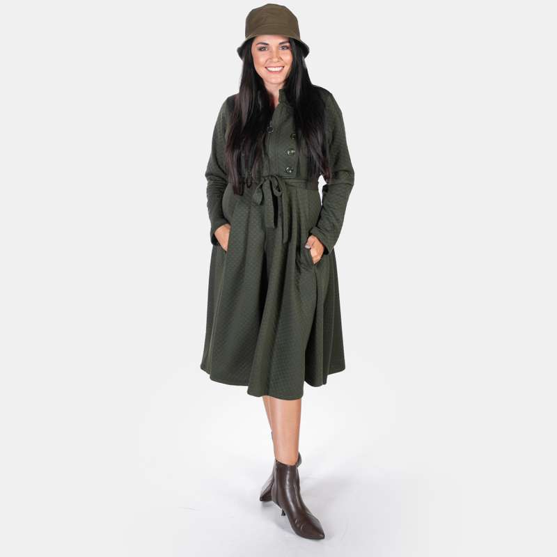 Women's Military Jacket Extends Zipped Flattering Jacket