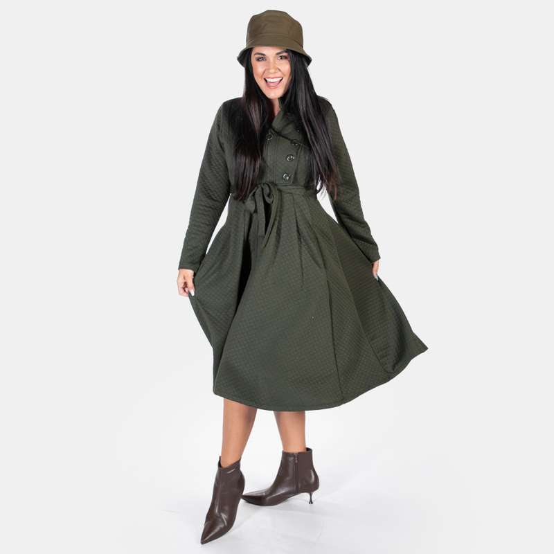 Women's Military Jacket Extends Zipped Flattering Jacket